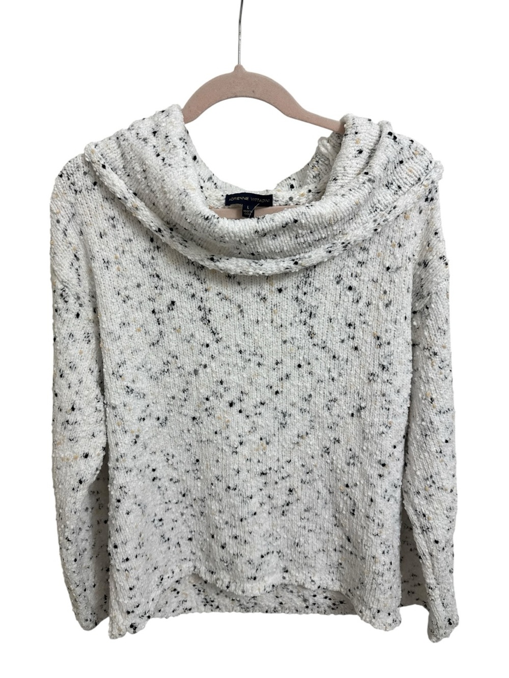 Adrienne Vittadini Speckled Cowl Neck Knit Sweater Size Large NWT